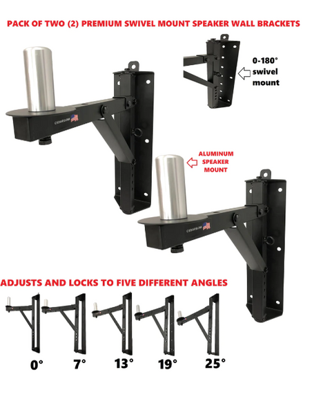 Two (2) LK-RSD Swivel Speaker Wall Mounts For Pro Audio DJ PA Adjustable Angles. Aluminum Peg Mount! Over 200 LB. Capacity!