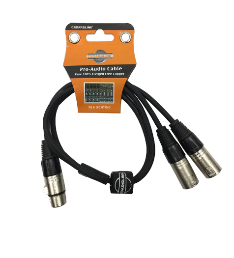 LK-XLRY3 3 Ft Premium Sinlgle XLR Female-Dual XLR Male 100% Copper Cable 3-Pin Shielded Y Cable