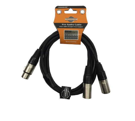 LK-XLRY6 6 Ft Premium Sinlgle XLR Female-Dual XLR Male 100% Copper Cable 3-Pin Shielded Y Cable