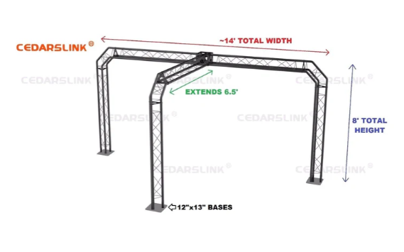 Trade Show Booth, Trusses DJ Stage 14' X 8' X 6.5' Metal Truss Triangle Trusses