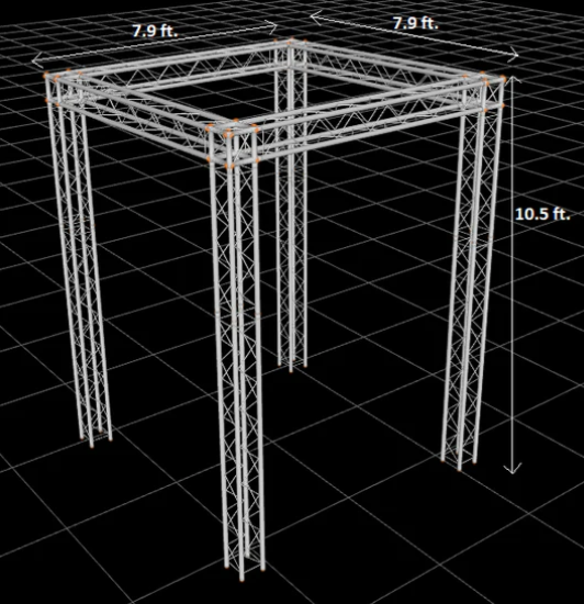 7.9 ft W x 7.9 ft L x 10.5 ft H Aluminum Outdoor Seating Trussing Structure