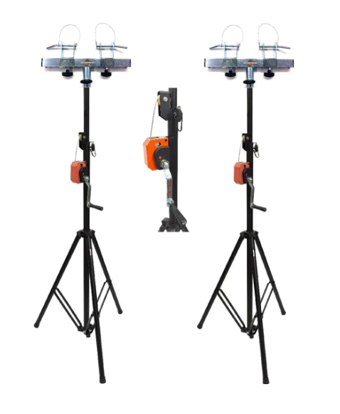 (2) LK-T15 DJ Pro Lighting 10 Foot Crank Light Stand & (2) Square Truss T-Bar Adapter