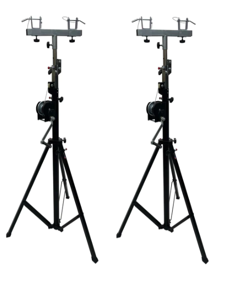 (2) LK-C14 14FT TRUSS LIGHTING CRANK STAND 220 LBs & UNIVERSAL T ADAPTER DJ PA CLUB