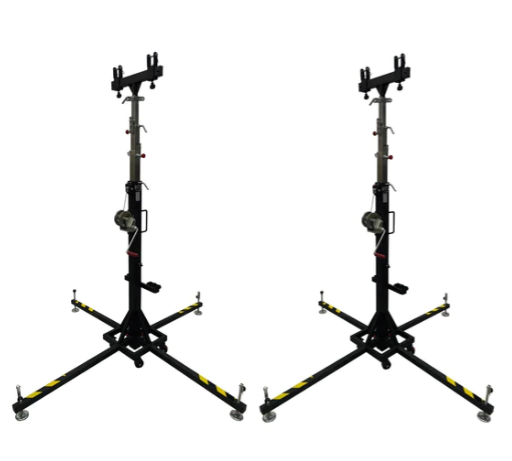 Two Triton 18Ft Heavy Duty Tower Lifter Crank Lighting DJ Concert Stand W/Outriggers