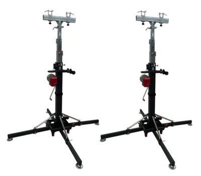 Two Colossus 18Ft Ultra-Heavy Duty Tower Lifter Crank Lighting DJ Concert Stand W/Outriggers