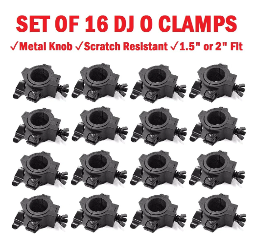 Sixteen (16) O CLAMPs - DJ & Stage Lighting Heavy Duty Mounting O Clamps for Stand and Truss
