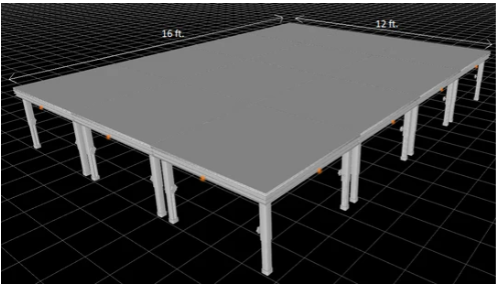 12 ft. x 16 ft. Heavy Duty Aluminum Concert Stage Riser Complete Staging System (192 sq. ft.)