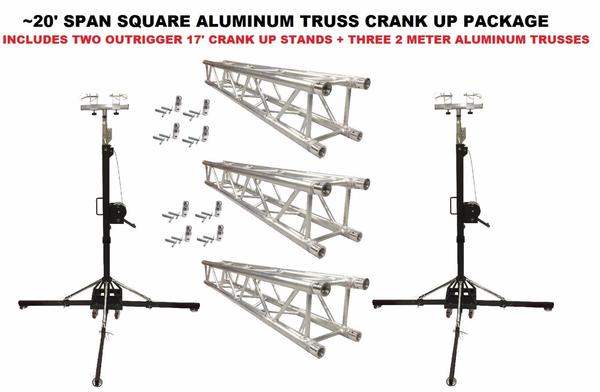 Two 17' Crank Up Stands With Three 6.56' Square Aluminum Truss Segments Package