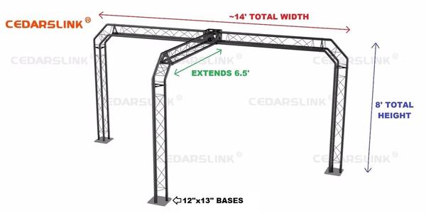 Trade Show Booth, Trusses DJ Stage 14' X 8' X 6.5' Metal Truss Triangle Trusses