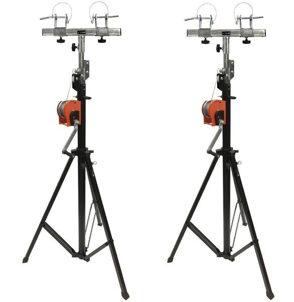 (2) LK-C14 14FT TRUSS LIGHTING CRANK STAND 220 LBs & UNIVERSAL T ADAPTER DJ PA CLUB