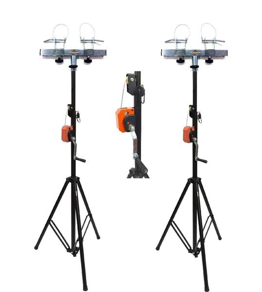 (2) LK-T15 DJ Pro Lighting 10 Foot Crank Light Stand & (2) Square Truss T-Bar Adapter