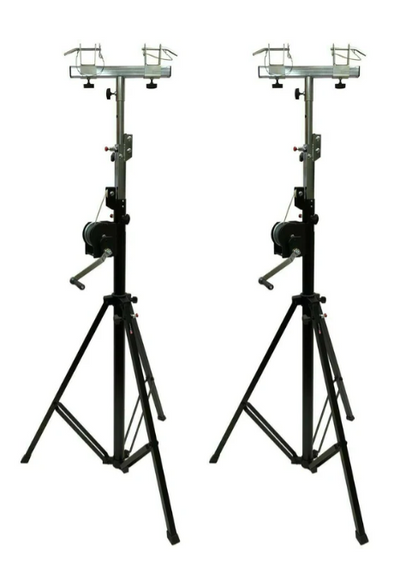 6.56 ft. Black Bolted 300mm. x 300mm. Aluminum Truss Two 14 ft. Crank Up Stands