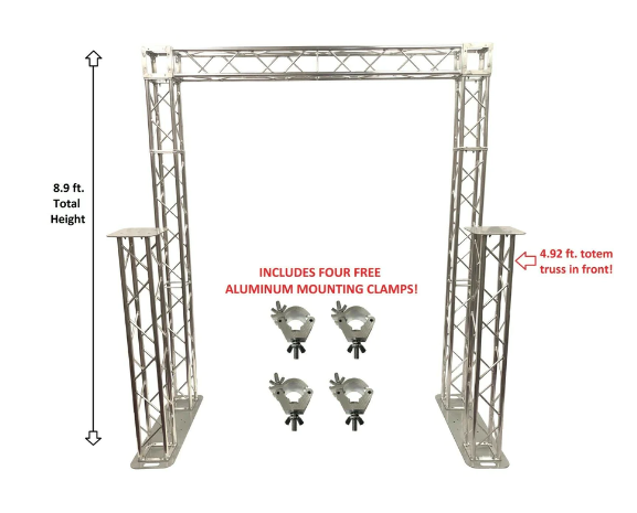 8.9 ft Double Totem Aluminum Truss Goal Post System For DJ Lights Speakers PA Extra 1.50 Meter Upright Truss Totems Attach To Bases!