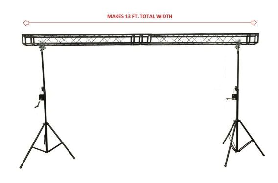Two 10' Crank Up Stands With 13 ft Span Square Black Box Truss Segments Package