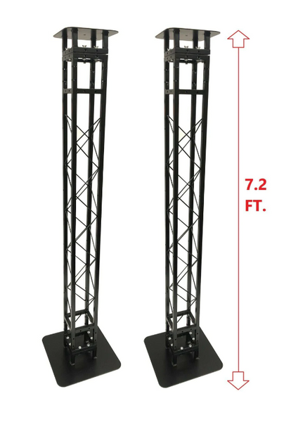(2) Black 7.2 ft DJ Lighting Truss Light Weight Dual Totem System Trussing Tower