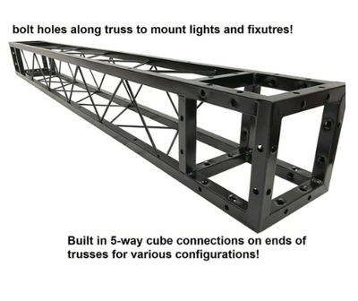 Black Arch Truss Combo Kit 7.6 ft. Height 5 ft. Width+DJ Facade W/40"x20" table Heavy-Duty Truss and B/W DJ Facade All-In-One Combo Kit