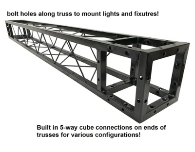 Black Square Metal Arch Truss 8 Ft. Width 7 ft. Height Portable DJ Lighting System Mobile Simple Bolt Connections