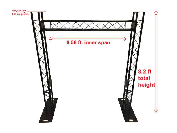 Black Truss Arch Kit 8.20 ft. Height Mobile Portable DJ Lighting System Metal Bolts