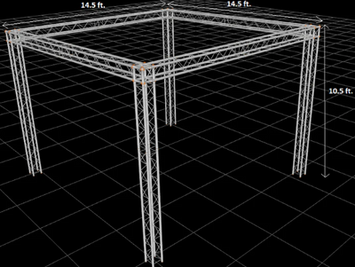 14.5 ft W x 14.5 ft L x 10.5 ft H Aluminum Outdoor Seating Trussing Structure