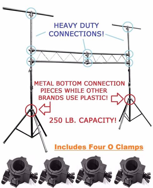 LK-LTST DJ Band 10ft. Stage Lighting Truss Stand For Pro Audio Mount Lights And Speakers + 4 O Clamps