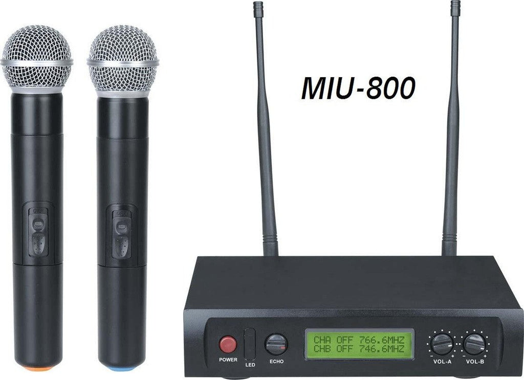 Cedarslink MIU-800 Professional Dual UHF Wireless Microphone System With Echo Control