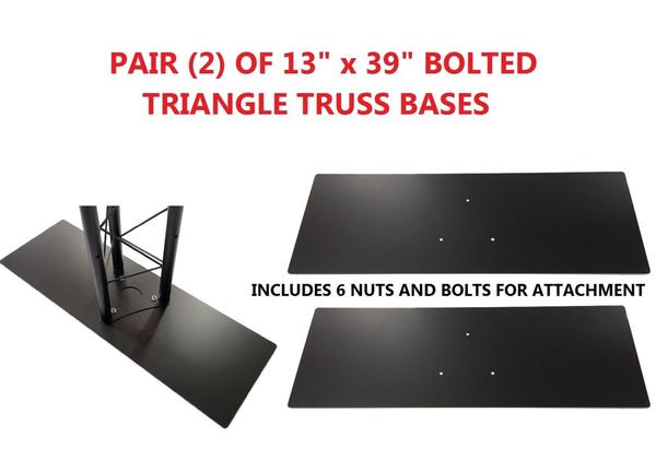 Pair (2) Two Black 13"x39" Metal Base For Bolted Triangle Trusses
