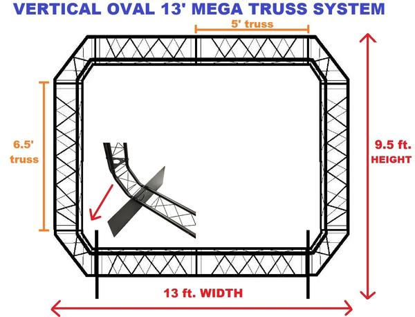 Black Truss Arch Oval Kit 13' Width Mobile Portable DJ Lighting System Metal