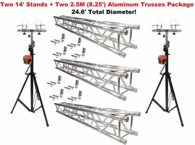 Two 14' Crank Up Stands With Three 8.20' Square Aluminum Truss Segments Package