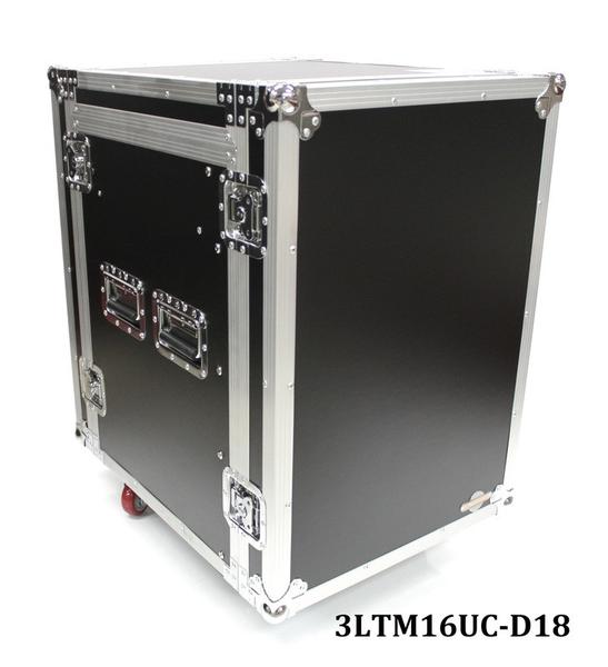 3LTM16UC-D18 Sixteen U Three Lid Flight Case With Adjustable Top Rails