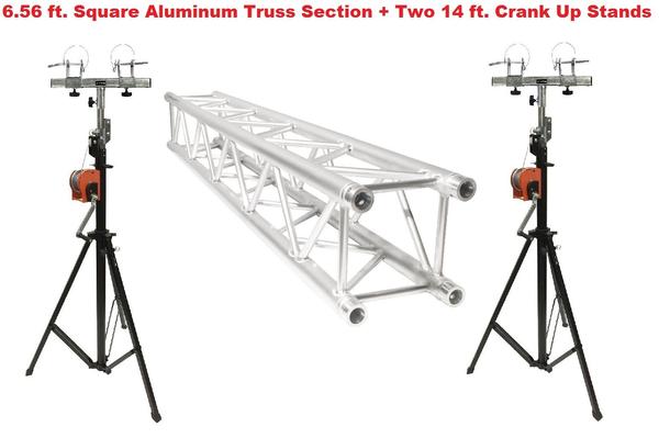 Two 14' Crank Up Stands With 6.56' 2 Meter Square Aluminum Truss Segment Package