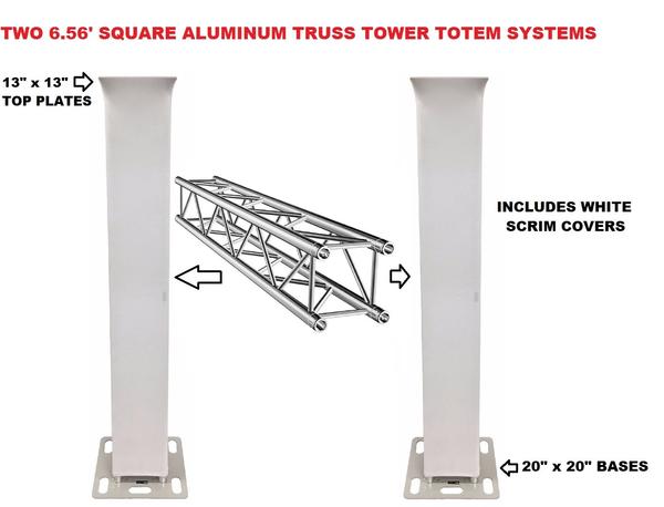 Two (2) Totem 2m 6.56ft Aluminum Square Truss Tower Base +Scrim Vertical System