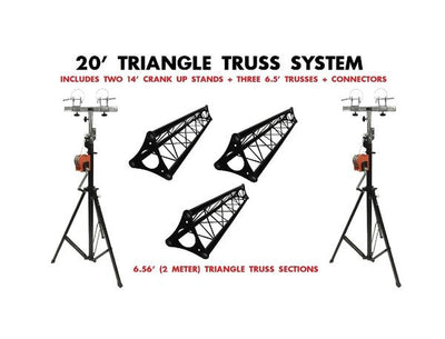 Two 14' Crank Up Stands+Three 6.56ft 2 meter Metal Bolt Triangle Truss Segments