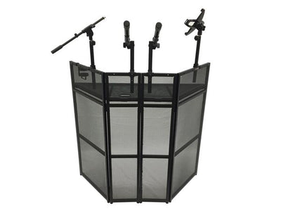 BEAST-1 DJ Event Facade Black Metal Frame Booth With 15"x46" Table Top Includes iPad/Laptop/Microphone/Cup Holder! Folds Flat!