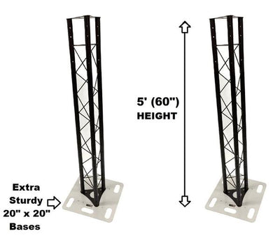 Two (2) Totem 1.5m 5ft Black Triangle Metal Truss Tower + Base Vertical System