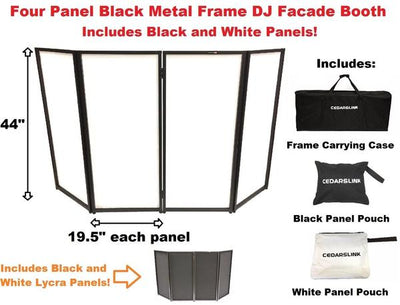 DJ Event Facade Black/White Scrim Metal Frame Booth + 10' Lighting Truss Stage System